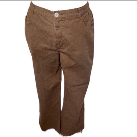 Koret City Blues Jeans Brown Colored Denim Western Wide Leg Studded Gems Casual - Picture 1 of 16
